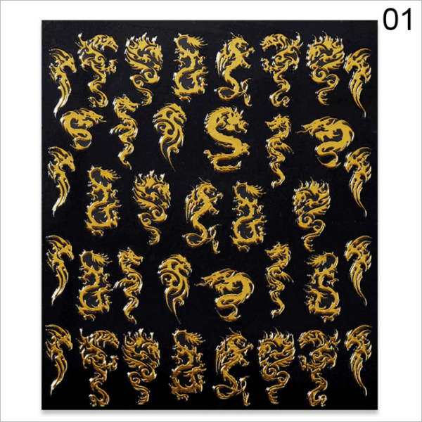 Dragon Nail art stichers gold